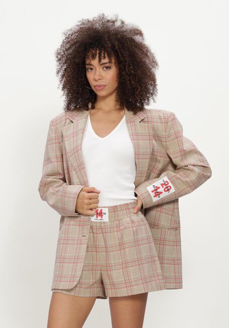 Sand ALIX THE LABEL Blazer LADIES WOVEN OVERSIZED CHECK BLAZER - large