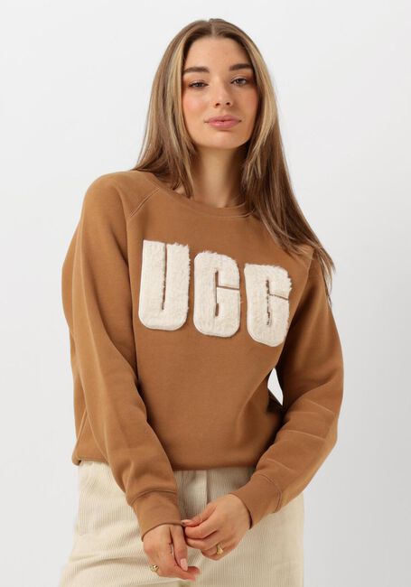 Camelfarbene UGG Sweatshirt MADELINE FUZZY LOGO CREWNECK - large