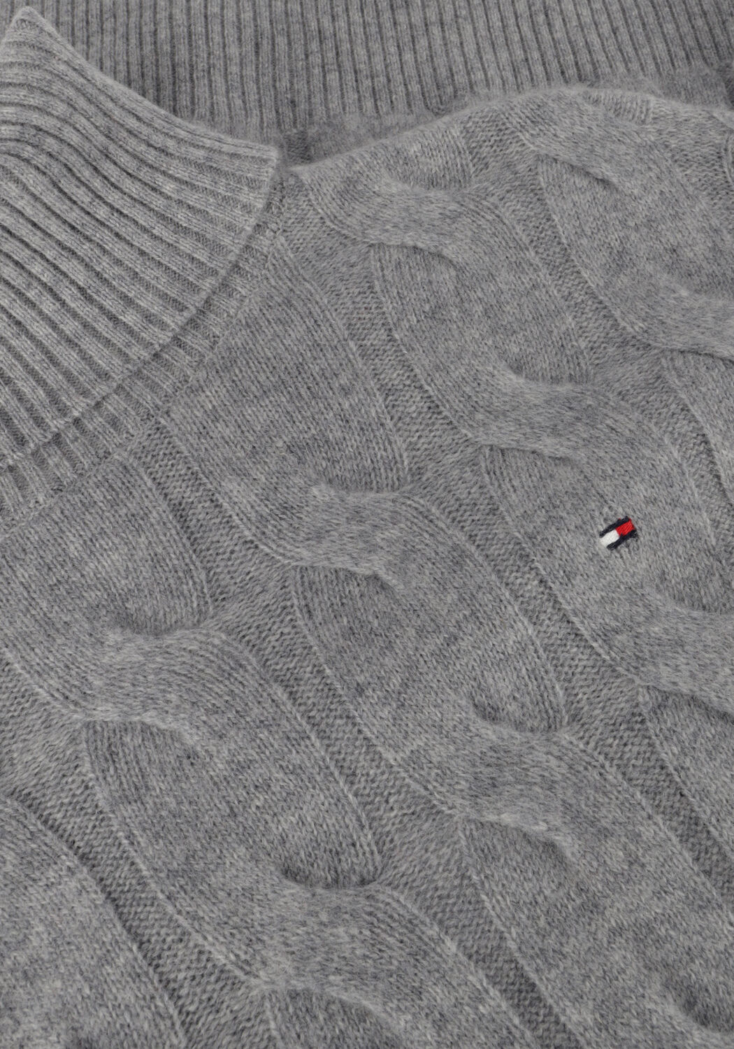 Graue TOMMY HILFIGER Rollkragenpullover SOFT WOOL CABLE ROLL-NK SWEATER - large