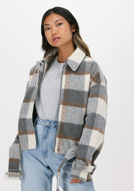 Nicht-gerade weiss NA-KD Jack BELTED SHORT CHECKED JACKET - large