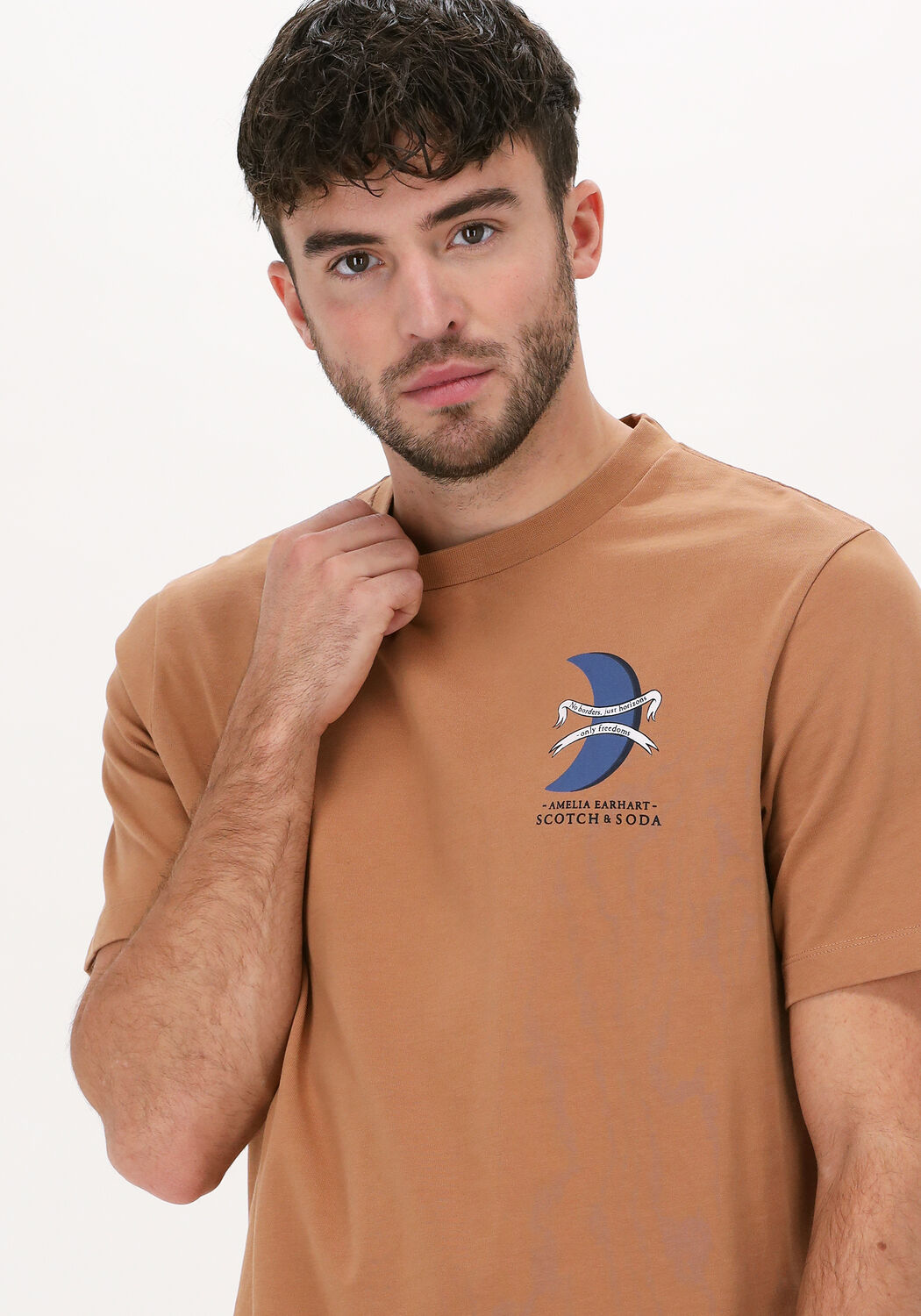 Beige SCOTCH & SODA T-shirt UNISEX - AMELIA EARHART GRAPHI - large
