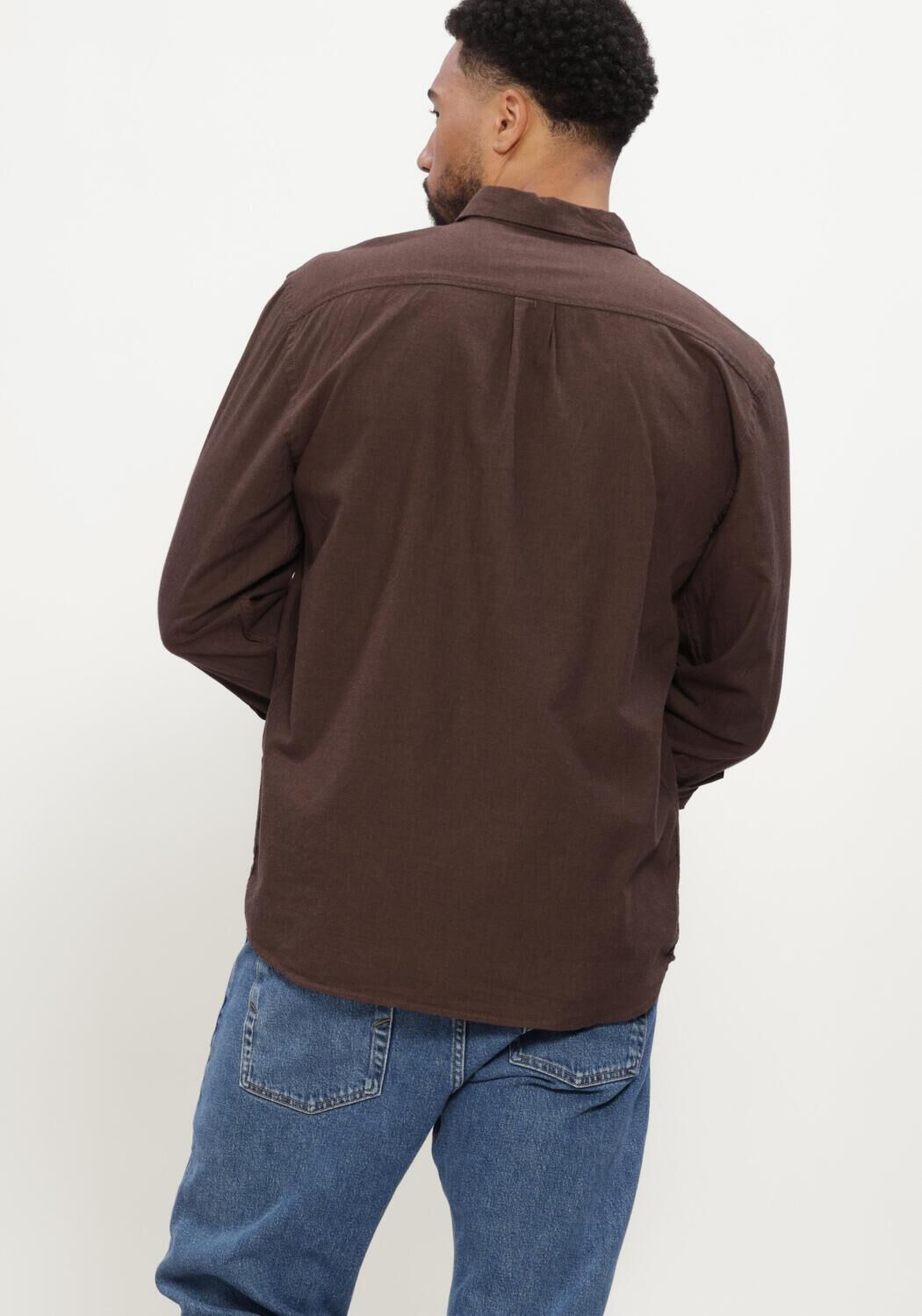 Braune SELECTED MEN Casual-Oberhemd SLMREGCOLE JAY MELANGE LS SHIRT NOOS - large