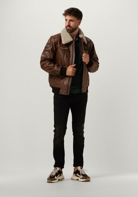 Braune PME LEGEND Lederjack BOMBER JACKET HUDSON BUFF LEATHER - large