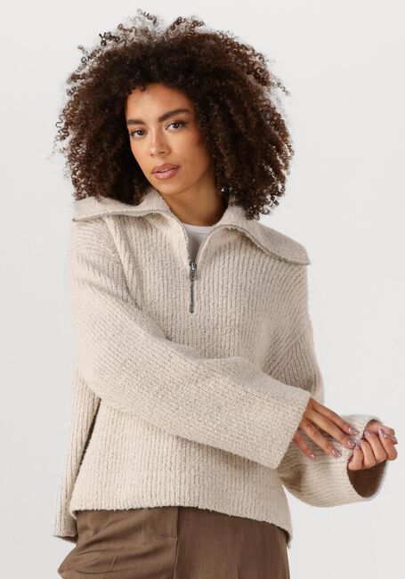 Beige SECOND FEMALE Rollkragenpullover GERDA KNIT ZIP COLLAR - large