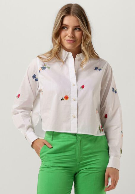 Weiße SCOTCH & SODA Bluse EMBROIDERED BOXY FIT SHIRT - large