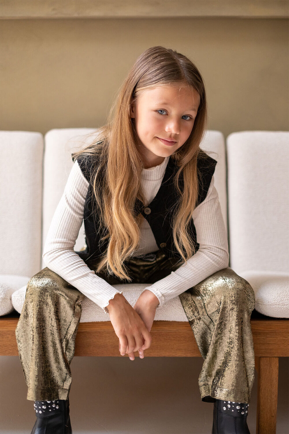 Goldfarbene LIKE FLO Hose FENYA PANTS - large