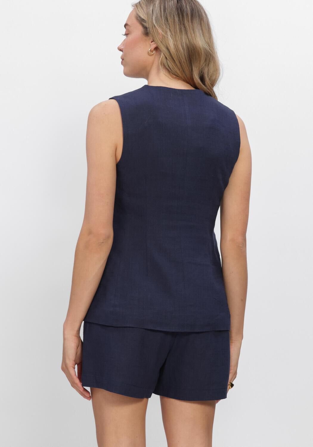 Dunkelblau Y.A.S. Gilet YASAGANA LINEN BLEND WAISTCOAST S. - large