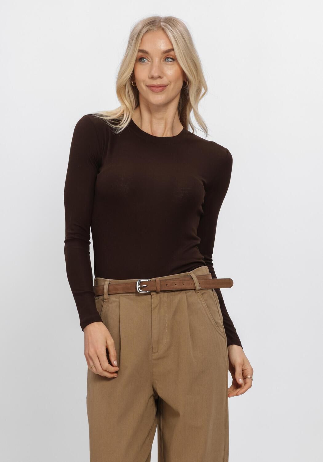 Braune WITHBLACK Top WBLJOSEFINE LS TEE - large