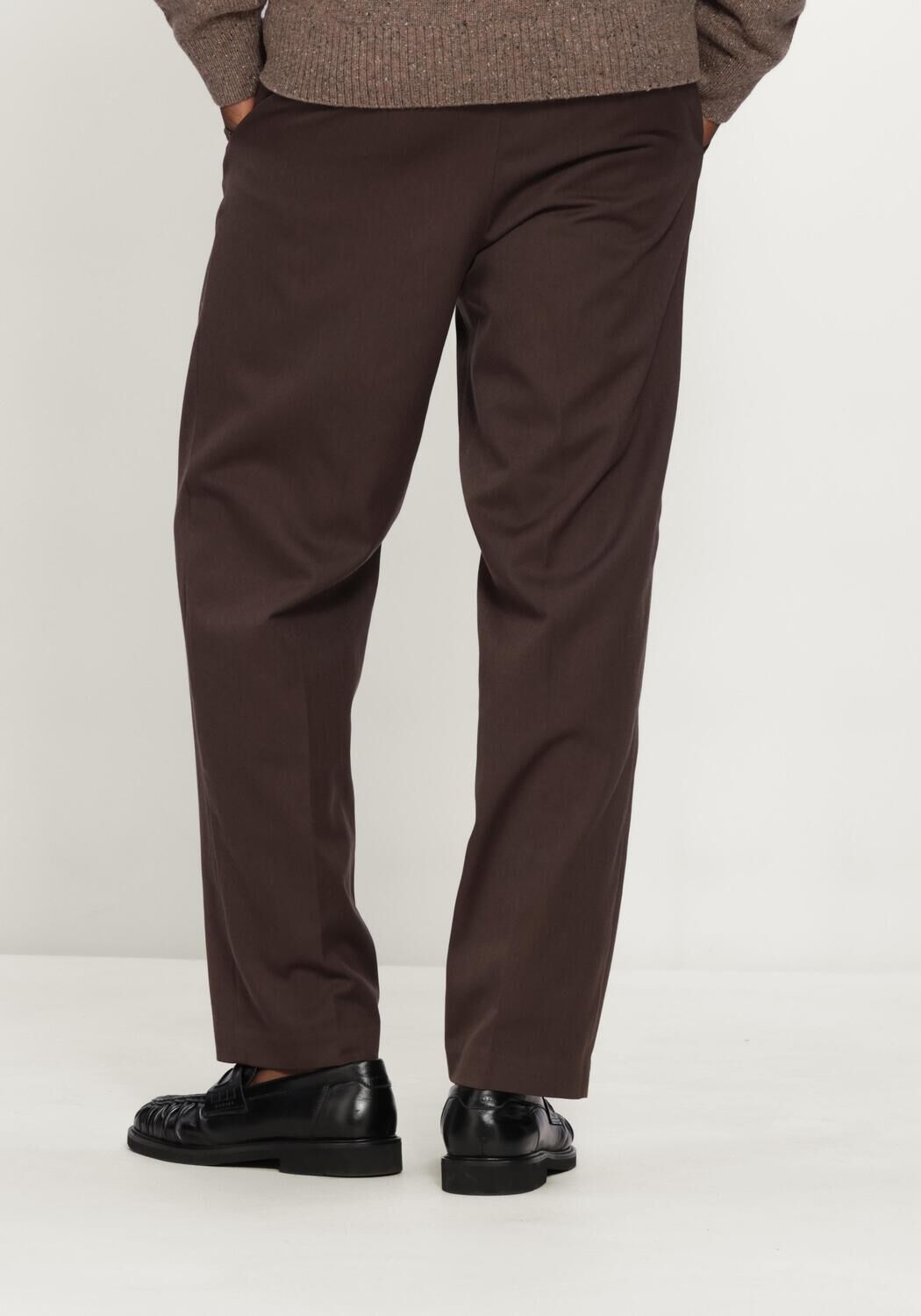 Braune SELECTED MEN Hose SLM220-LOOSE LUKE WOOL BLEND PANT - large
