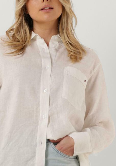 Weiße TOMMY HILFIGER Blusen LINEN OVERSIZED SHIRT LS - large