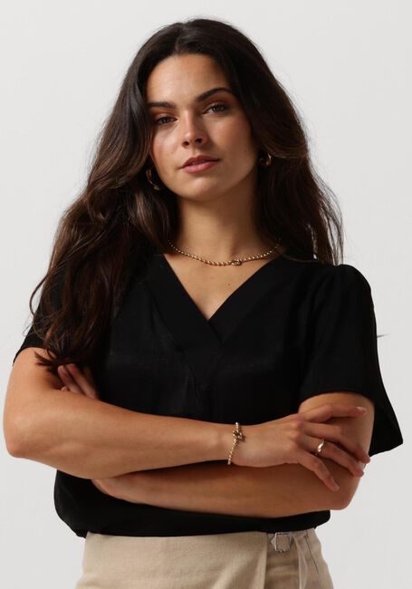 Schwarze MINUS Top LIRENE V-NECK BLOUSE - large