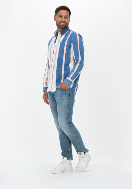 Mehrfarbige/Bunte SELECTED MEN Casual-Oberhemd SLHBRAD 23903 STRIPE LS LOOSE DNMSHIRT U - large