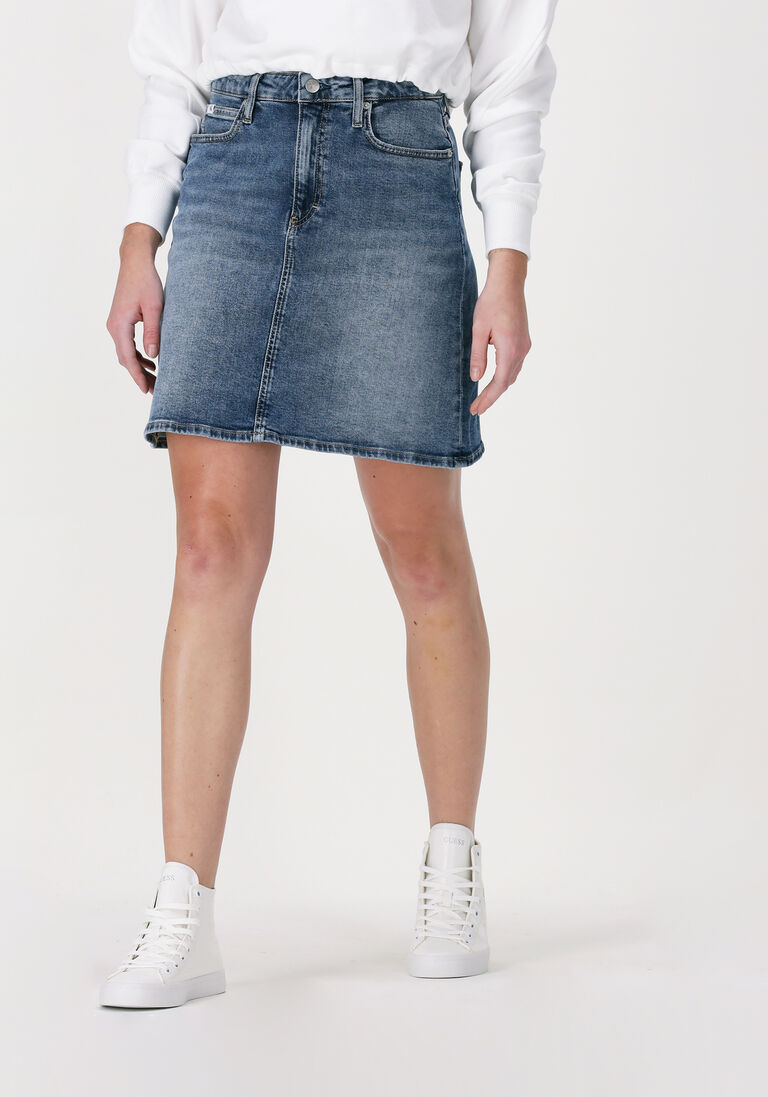 blaue calvin klein hr a-line mini skirt
