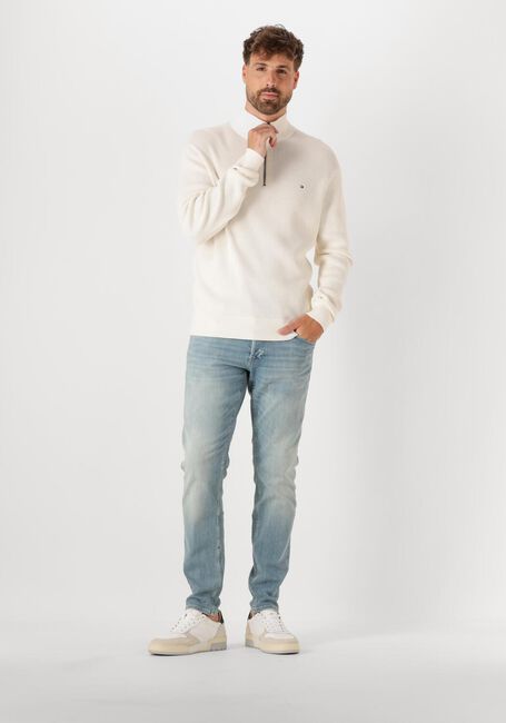 Creme TOMMY HILFIGER Pullover RACKING STRUCTURE ZIP MOCK - large