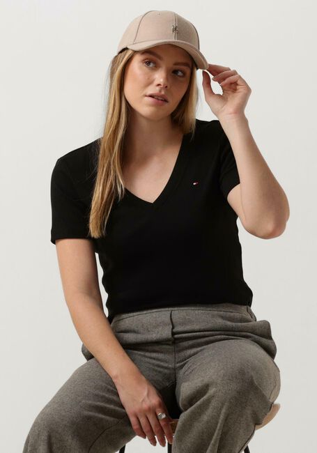 Schwarze TOMMY HILFIGER T-shirt NEW SLIM CODY V-NECK SS - large