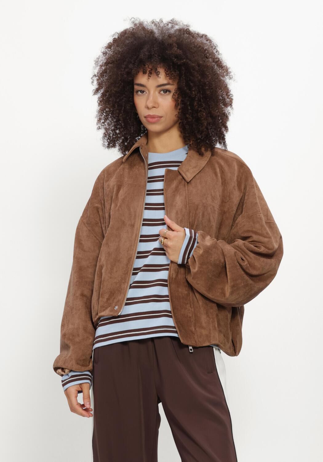 Braune CATWALK JUNKIE Jack FAUX SUEDE JACKET - large