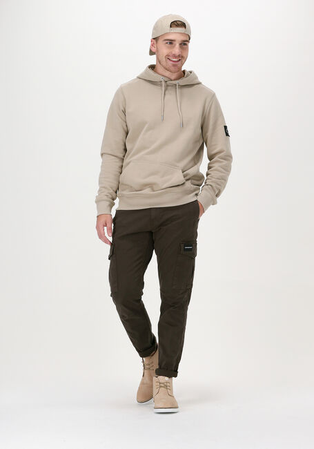 Beige CALVIN KLEIN Sweatshirt MONOGRAM SLEEVE BADGE HOODIE - large