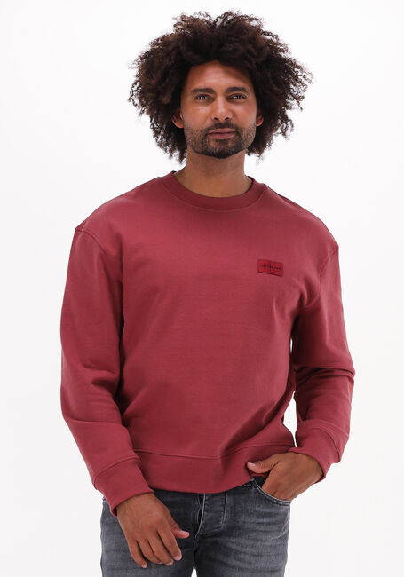 Rote CALVIN KLEIN Sweatshirt SHRUNKEN BADGE CREW NECK - large