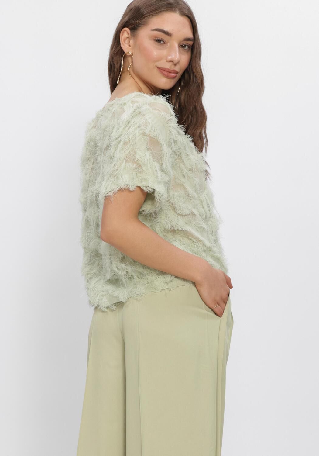 Gr&uuml;ne SELECTED WOMEN Tops & T-shirts SLFMYLINE SS BOAT NECK TOP - large