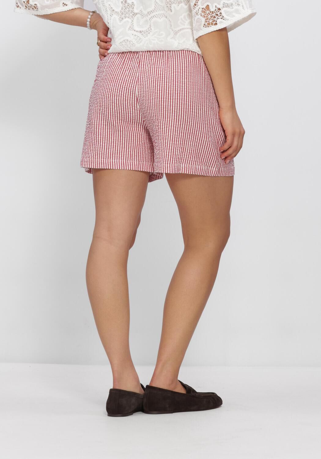 Rote POM AMSTERDAM Hosen SHORTS SEERSUCKER RED WHITE - large
