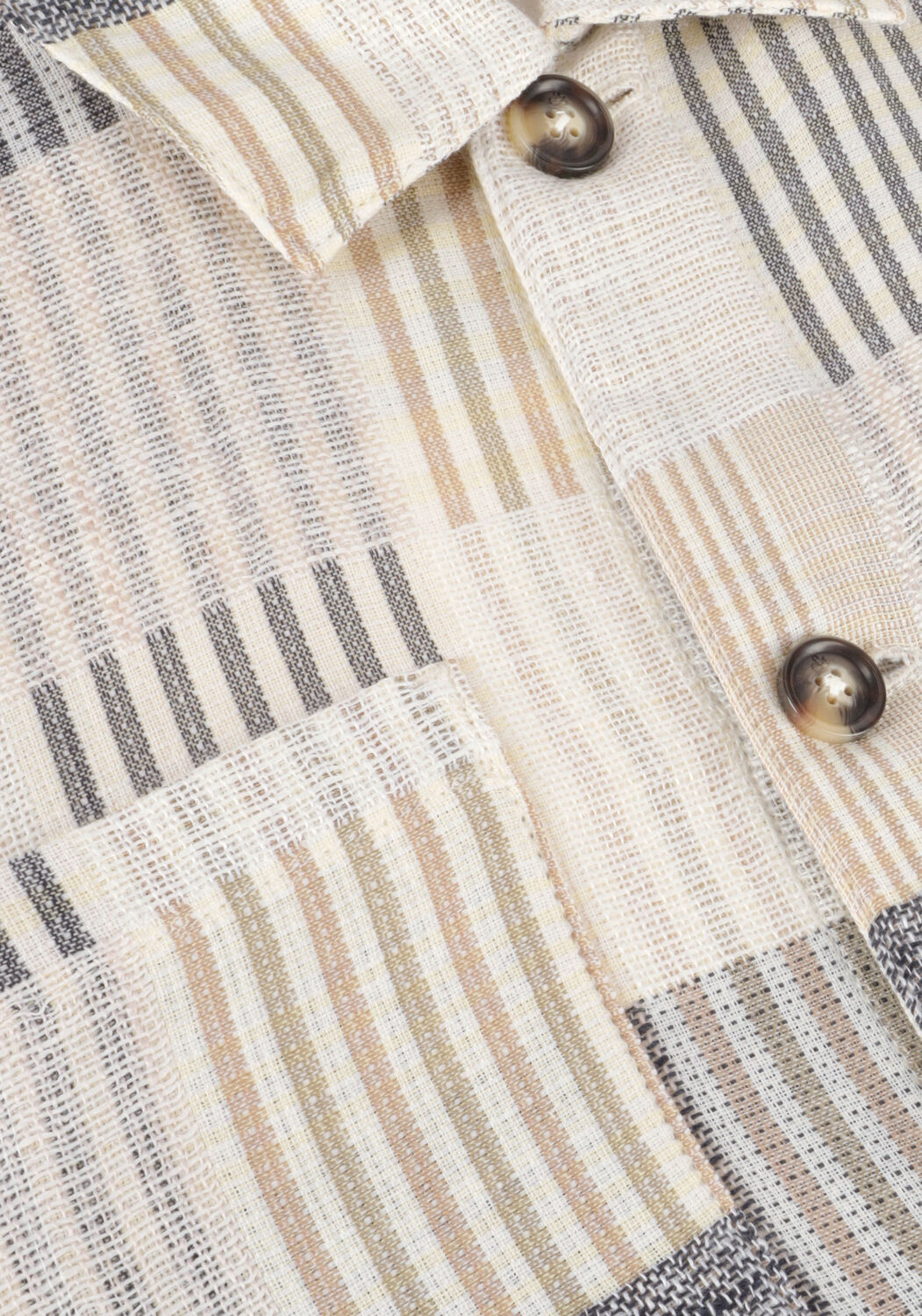 Sand SCOTCH & SODA Overshirt LINEN-BLEND JACQUARD CHECK OVERSHIRT - large