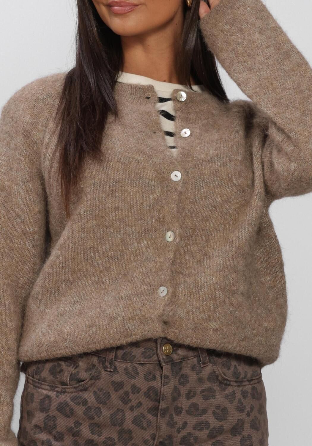 Camelfarbene BY-BAR Strickjacke FALON CARDIGAN - large