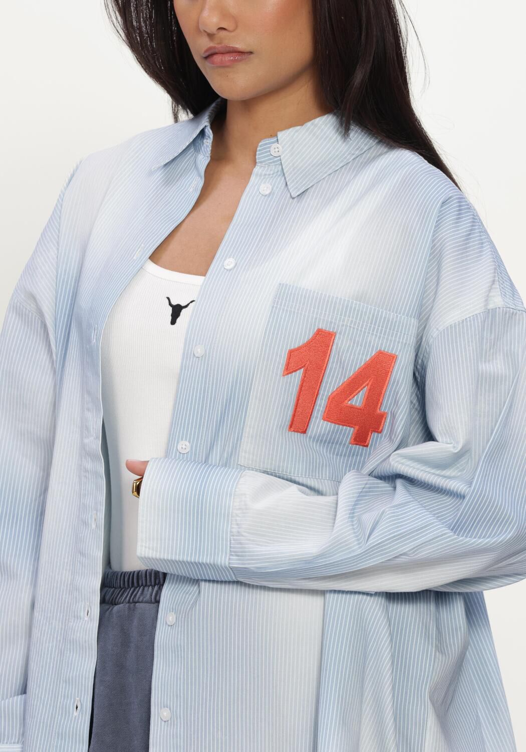 Blaue ALIX THE LABEL Blusen LADIES WOVEN FADED STRIPE BLOUSE - large