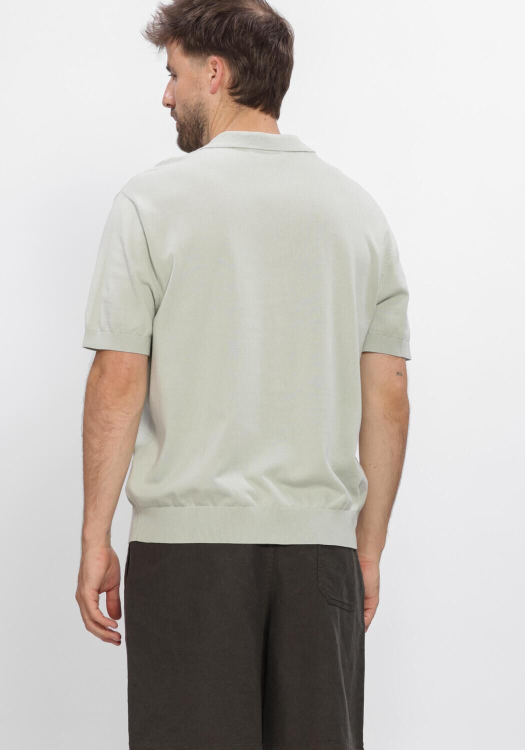 Gr&uuml;ne SELECTED MEN Polo-Shirt SLHTORINO SS KNIT RELAXED OPEN  POLO - large