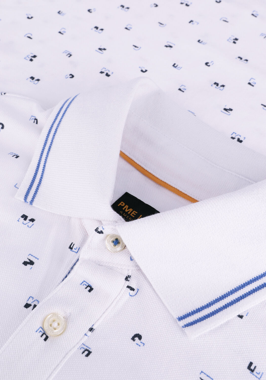 Wei&szlig;e PME LEGEND Polo-Shirt SHORT SLEEVE POLO FINE PIQUE ALL OVER PRINT - large