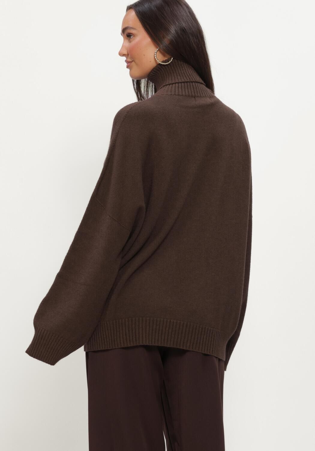 Braune SIMPLE Rollkragenpullover KNIT-BASE-VISC-26-3 - large