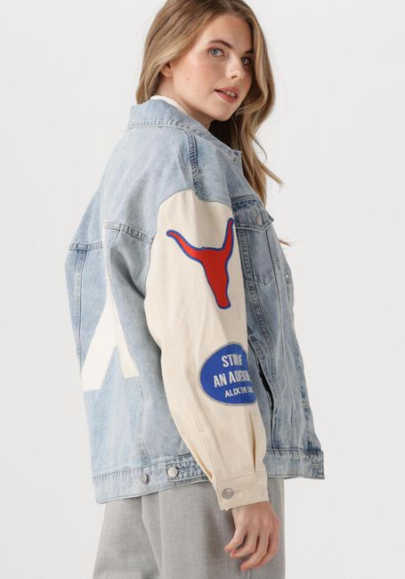 Blaue ALIX THE LABEL Jeansjacke LADIES WOVEN MIXED SLEEVES DENIM JACKET - large
