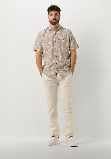 Beige VANGUARD Casual-Oberhemd SHORT SLEEVE SHIRT PRINTED TENCEL COTTON LINEN - large