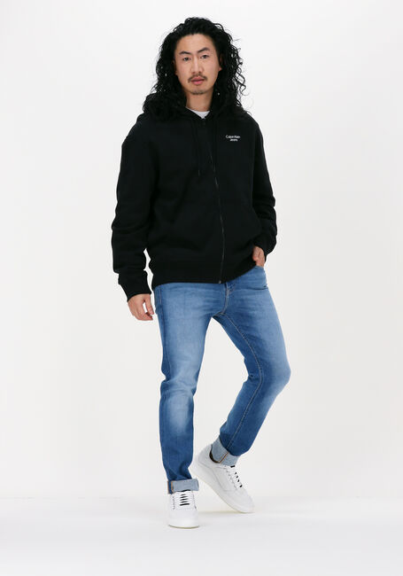 Schwarze CALVIN KLEIN Strickjacke STACKED LOGO ZIP-THROUGH - large