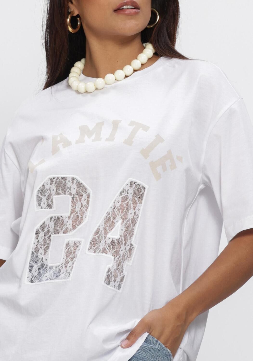 Wei&szlig;e HAUTE L'AMITI&Eacute; Tops & T-shirts 24 LACE NUMBER TEE - large