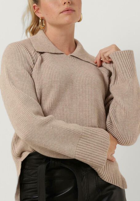 Sand SECOND FEMALE Pullover KATARA KNIT COLLAR - large