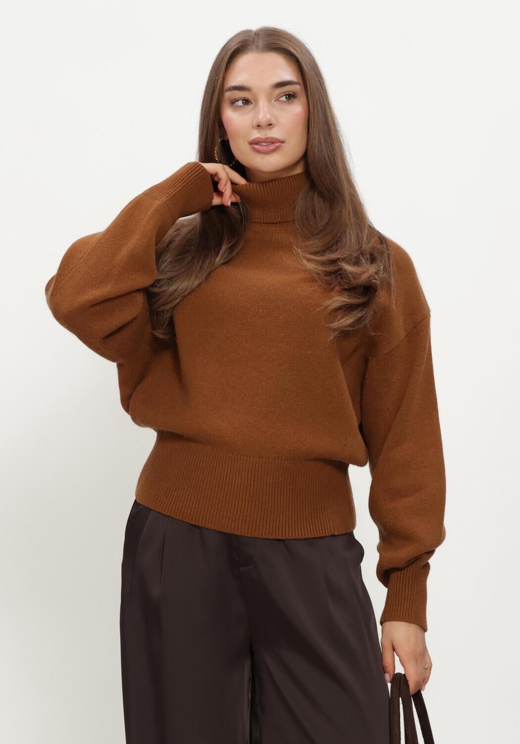 Braune SELECTED WOMEN Rollkragenpullover SLWELLIE LS KNIT ROLL NECK - large