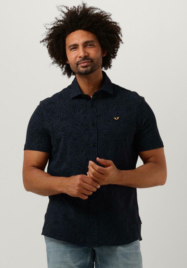 dunkelblau pme legend casual-oberhemd short sleeve shirt print on pique jersey