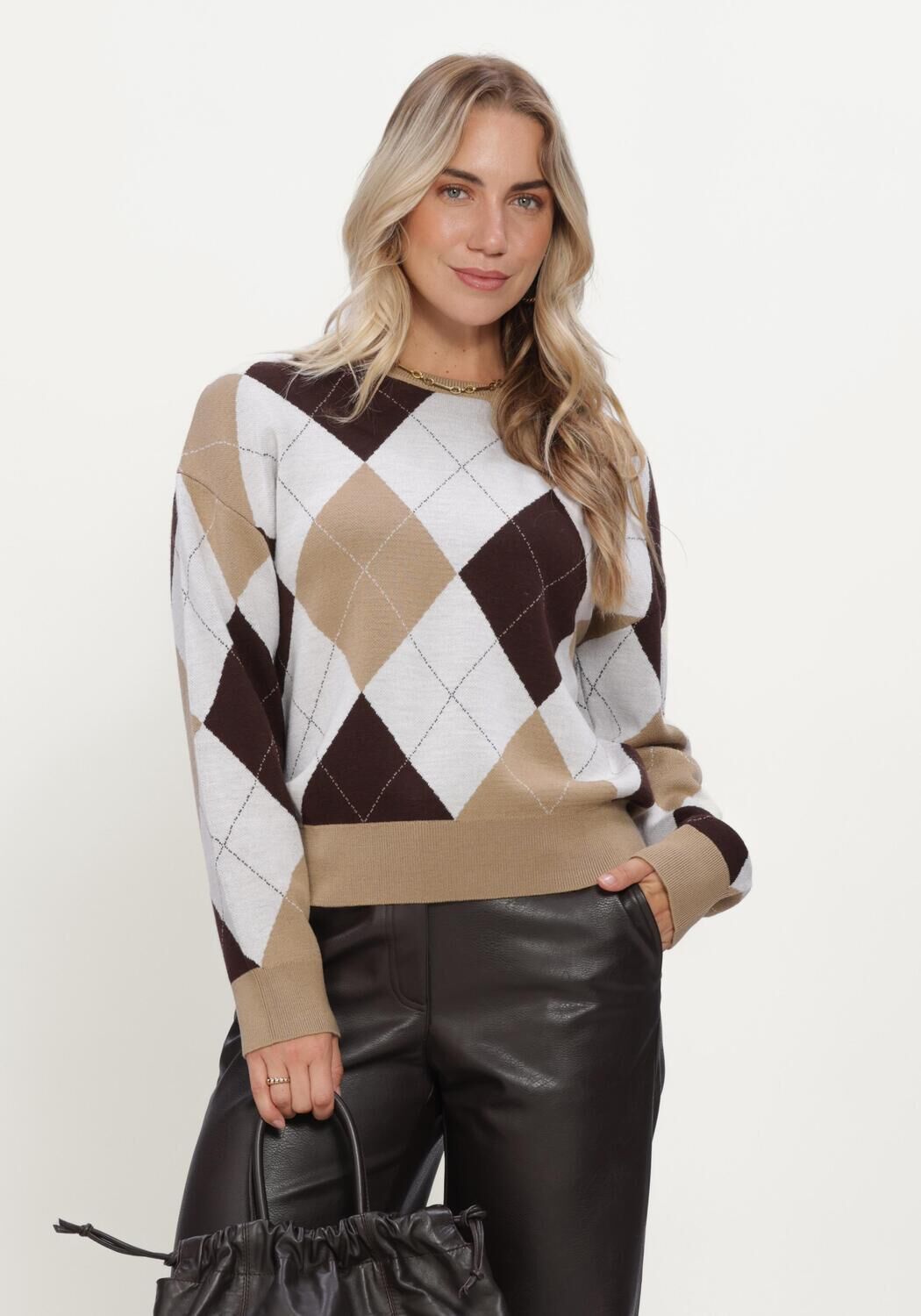 Mehrfarbige/Bunte SELECTED WOMEN Pullover SLWTHEA LS KNIT ARGYLE O-NECK - large