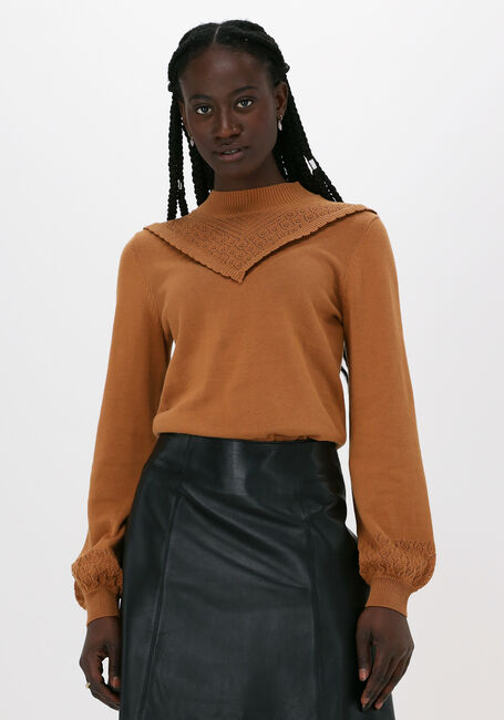 Camelfarbene OBJECT Pullover SHARON L/S KNIT PULLOVER - large