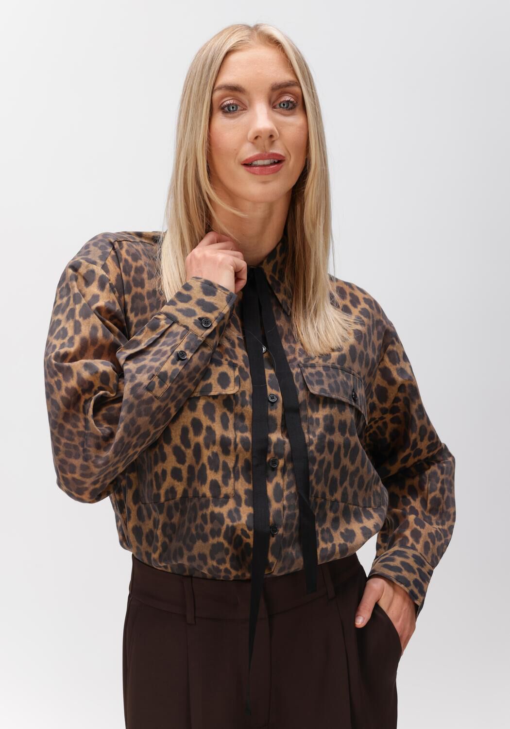 Braune DANTE6 Blusen RIQUE LEOPARD SHIRT - large