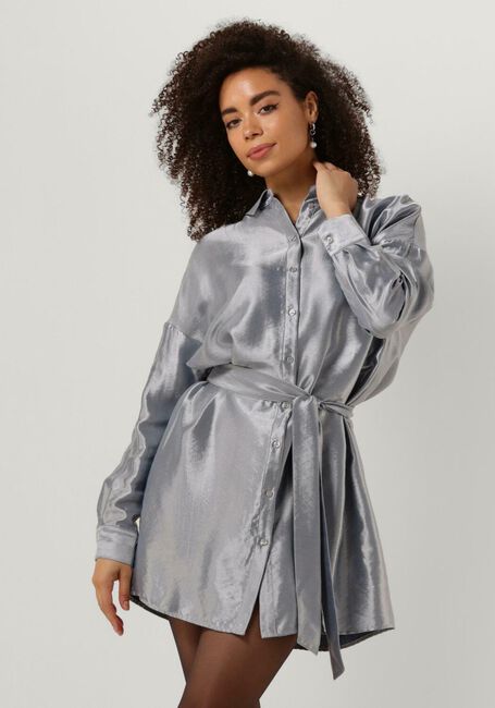 Silberne SELECTED FEMME Minikleid SLFSILVIA-TONIA LS SHIRT DRESS - large