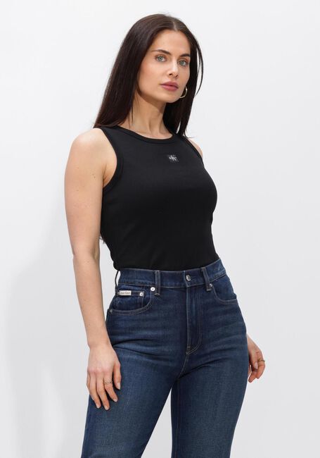 Schwarze CALVIN KLEIN Top WOVEN LABEL 2X2 BABY RIB TANK - large