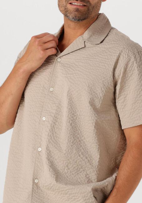 Beige SELECTED HOMME Casual-Oberhemd SLHRELAXED-ACE SEERSUCKER SS SHIRT - large