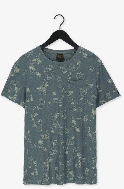 Olive PME LEGEND T-shirt SHORT SLEEVE V-NECK SLUB JERSEY AOP - large