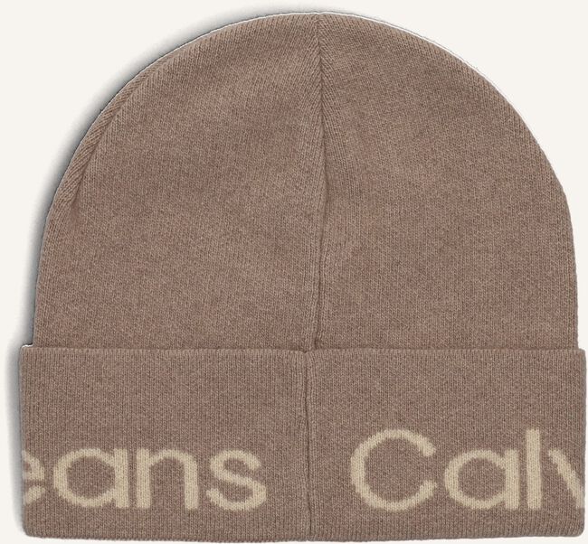 Taupe CALVIN KLEIN Mütze LOGO BEANIE Taupe CALVIN KLEIN Mütze LOGO BEANIE - large