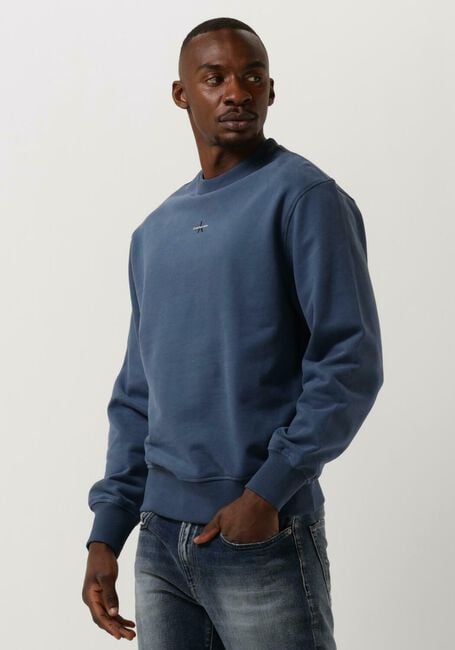 Blaue CALVIN KLEIN Pullover MICRO MONOLOGO CREW NECK - large