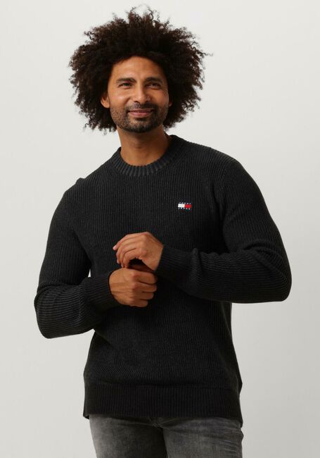 Schwarze TOMMY JEANS Pullover TJM REG TONAL XS BADGE SWEATER - large