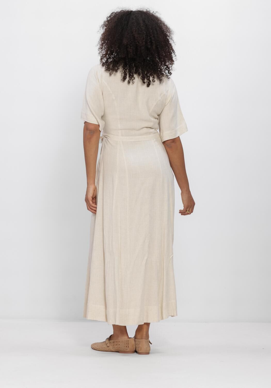 Beige SELECTED WOMEN Maxikleid SLFVIVA REGULAR LINEN BLEND DRESS - large