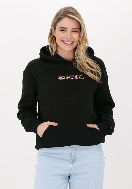 Schwarze TOMMY JEANS Sweatshirt TJW RLXD LINEAR OVERLAY HOODIE - large