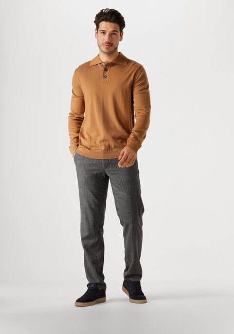 Camelfarbene SELECTED HOMME Pullover SLHTRAY LS KNIT MERINO POLO - large